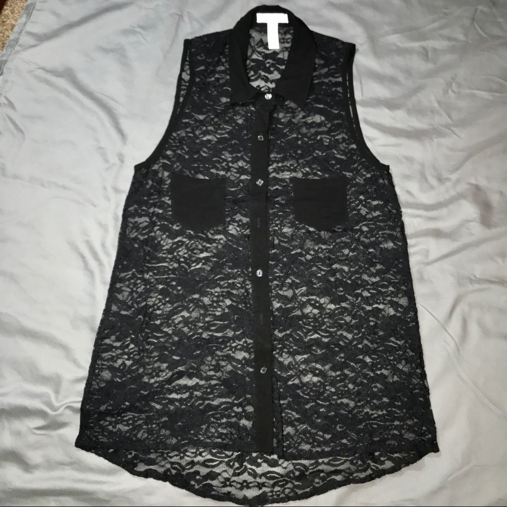 Ambiance Apparel Black Lace Blouse